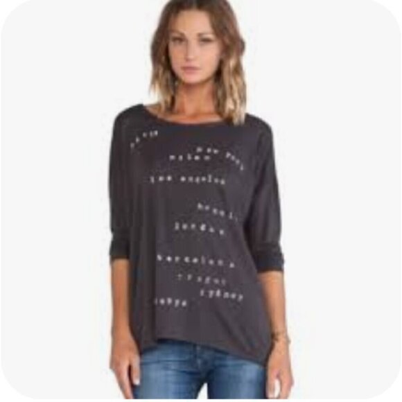 Sundry Destinations 3/4 Sleeve Gray Travel Tee T-Shirt Top, OS - Picture 2 of 10